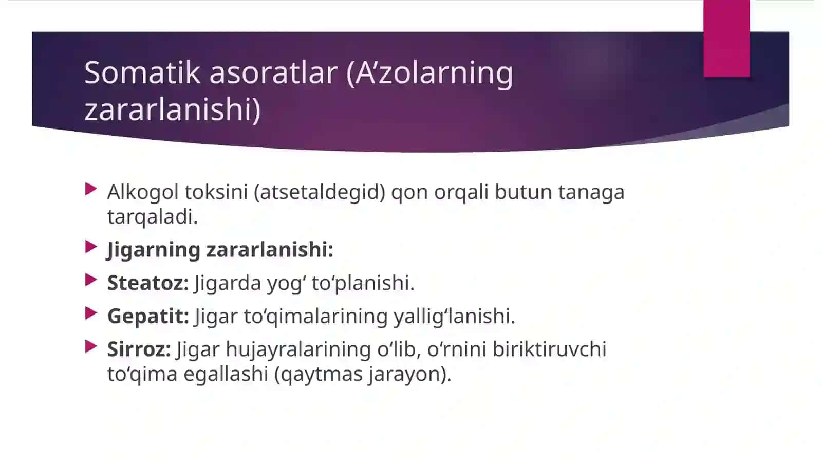 Alkogolizm va uning asoratlari. Alkogolizmning homilaga ta'siri 4