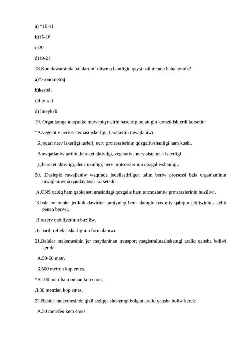 № 7 MTM lerinde kun tartibi ham oqiw tarbiya jarayanina igienik baha beriw. Balalardi mektipke jetikligini aniqlaw 4
