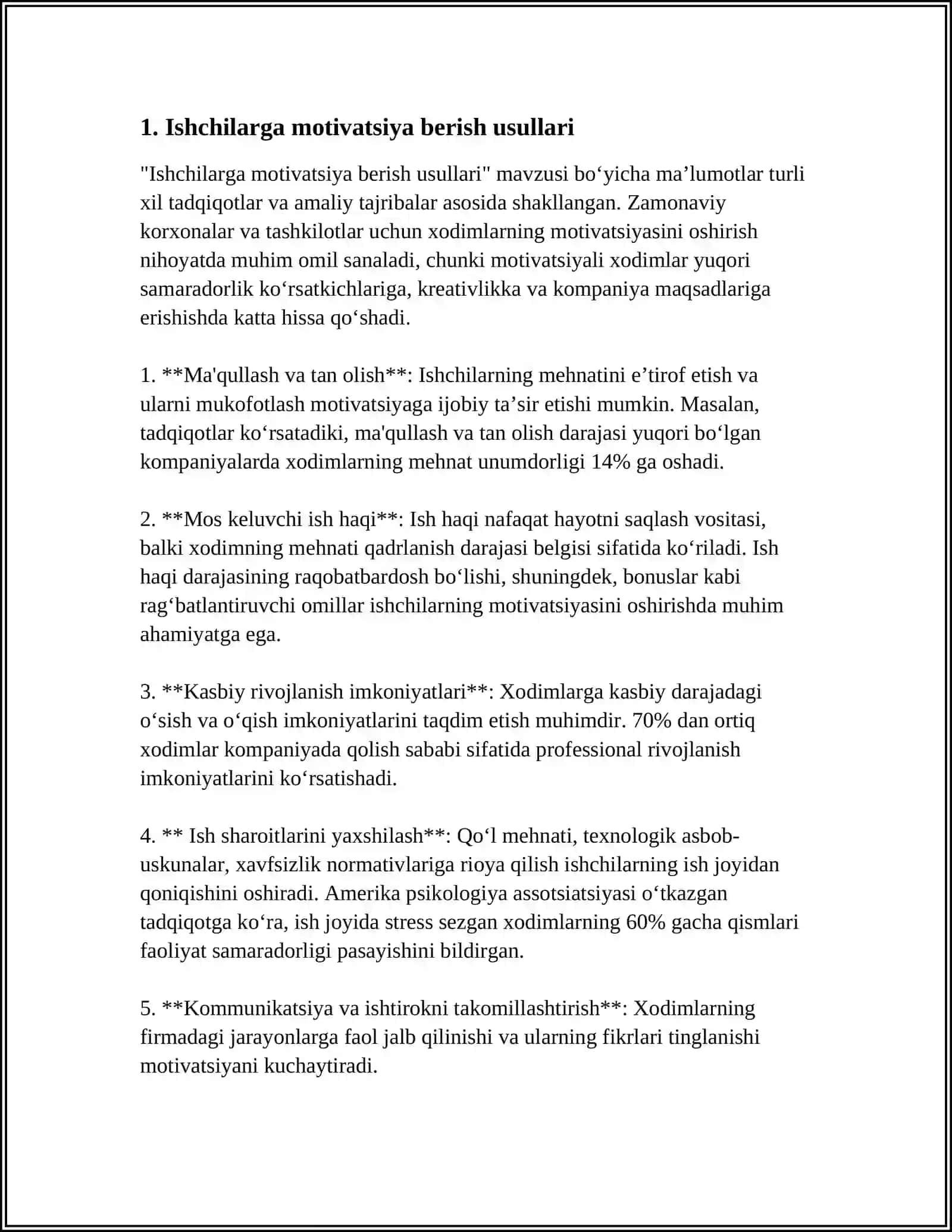 XODIMLARNI RAGʻBATLANTIRISHNING JAHON TAJRIBALARI 4