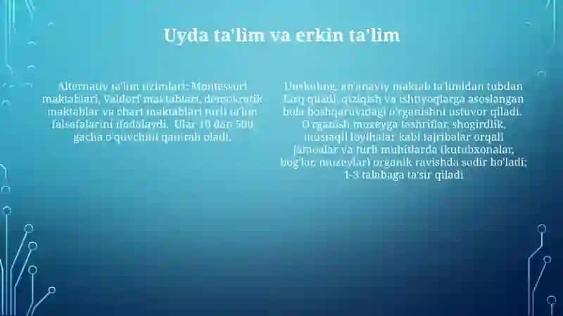 Ta'limni tashkil etish turlari va shakllari 4
