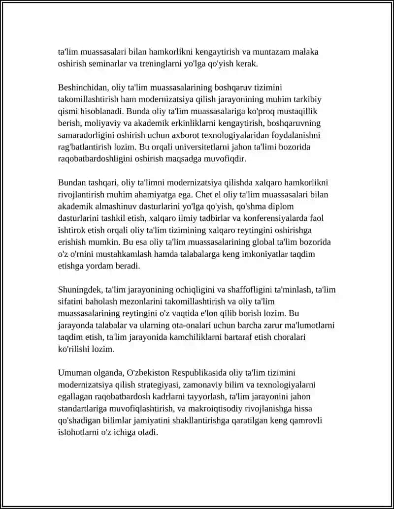 OLIY TA'LIM SOHASIDAGI ISLOHOTLAR 4