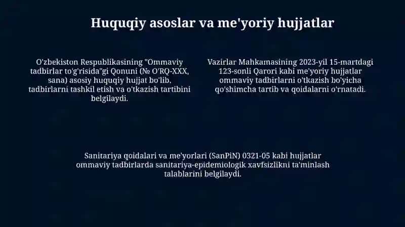 Samaradorligi ommaviy tadbirlarda ruhsat beruvchi tartib-tamoyillari 4