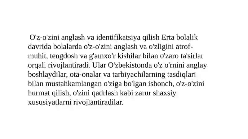 "ERTA BOLALIK DAVRIDA SHAXSIY IDENTIFIKATSIYA JARAYONI" 4