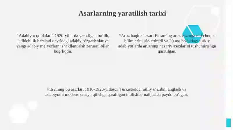 Adabiyot qoidalari va Aruz haqida asarlarini oʻrganish 4