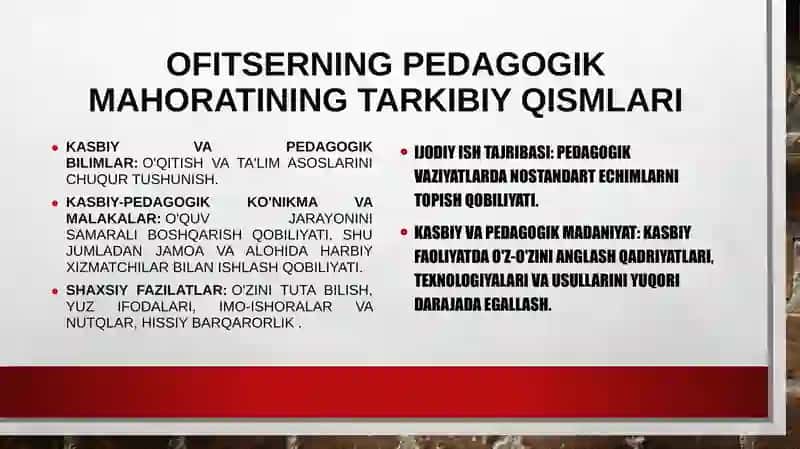 Ofitserning pedagogik mahorati va uning psixologik-pedagogik tafakkur 4