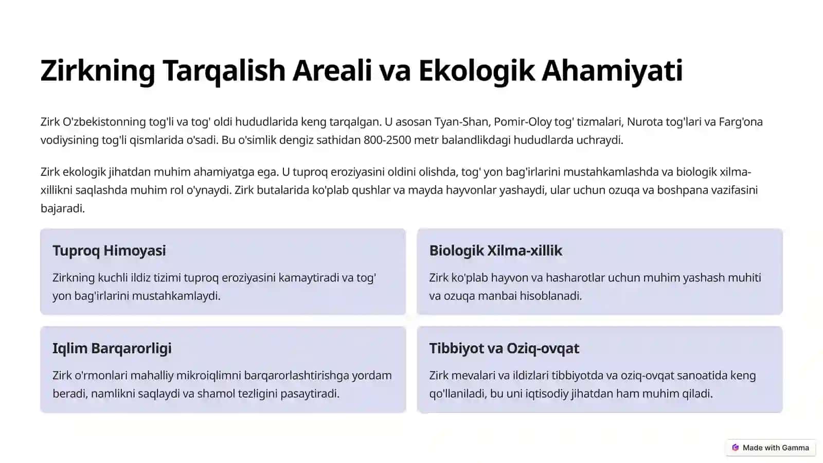 Zirk, Chakanda, Irgay, Chetan va Do'lana o‘simliklari bioekologik xususiyatlari va tarqalish areali 4