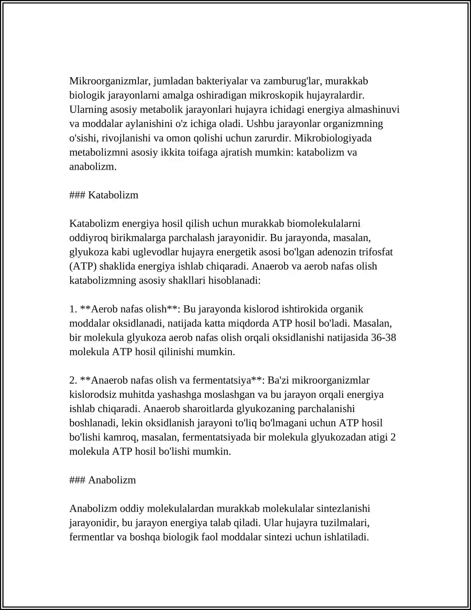 MIKROORGANIZMLARNI KOʻPAYTIRISH. MIKROB HUJAYRALARI METABOLIZMI. SOF KULTURALARNI AJRATISH. SANOAT FERMENTYORLARIDA MIKROORGANIZMLAR BIOMASSASINI OLISH 4