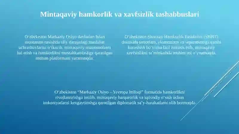 O‘zbekistonningMarkaziyOsiyodatinchlikvabarqarorliknita’minlashdagio‘rni 4