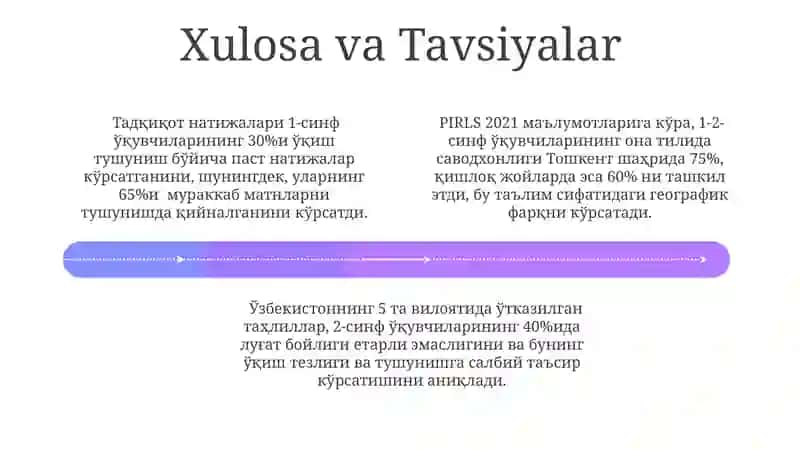 Ona tili va 1-2-sinflarda o'qish savodxonligi: PIRLS vazifalari asosida 4