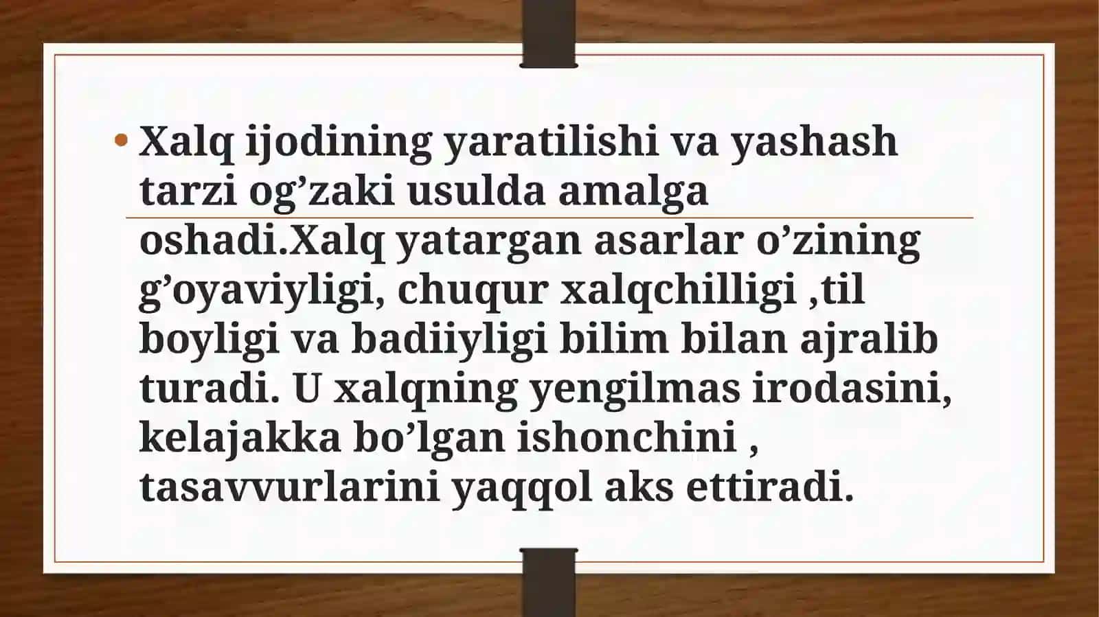 Xalq og’zaki ijodi va uning janrlari. Xalq ertaklari 4