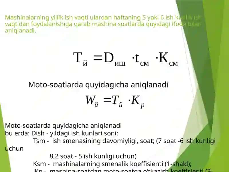 MAShINALARGA TEXNIK XIZMATKOʻRSATIShNING YILLIK DASTURINI TUZISh 4