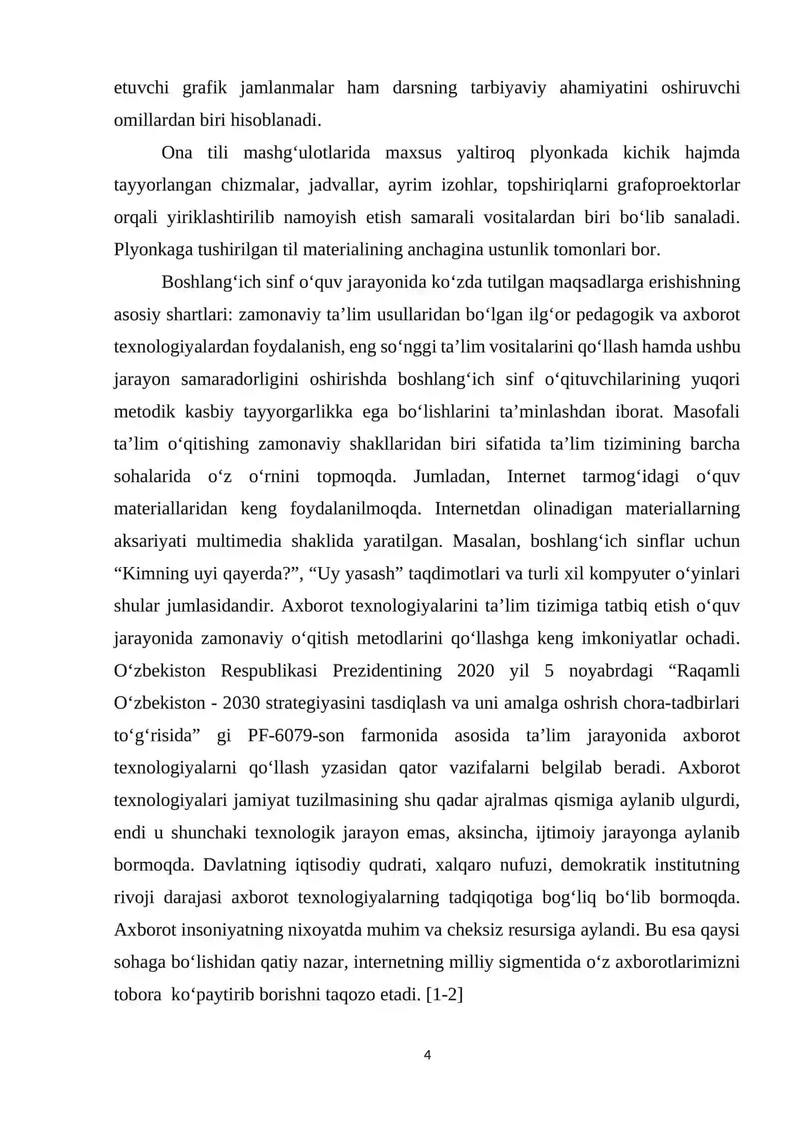 Boshlang‘ich sinf ona tili darslarida texnika vositalaridan foydalanish. 4