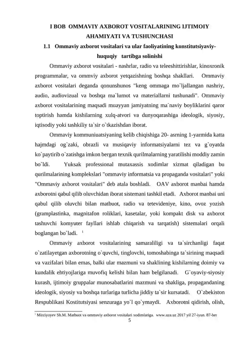 ‘ZBEKISTON RESPUBLIKASIDA OMMAVIY AXBOROT VOSITALARINING FAOLIYATI (O’ZGARISH VA MUAMMOLAR) 4