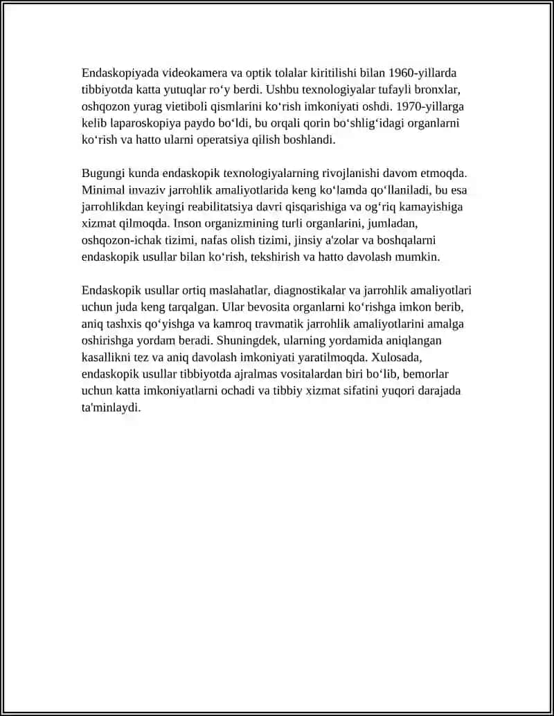 TIBBIYOTDA ENDASKOPIK USULLARNING QOLLANILISHI 4