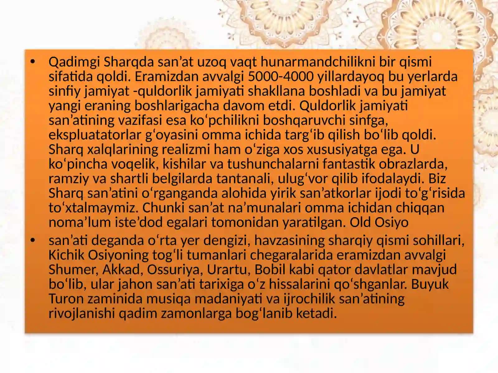 SHARQ XALQLARI MUSIQIY FOLKLORI BILAN QIYOSIY O'RGANISH 4