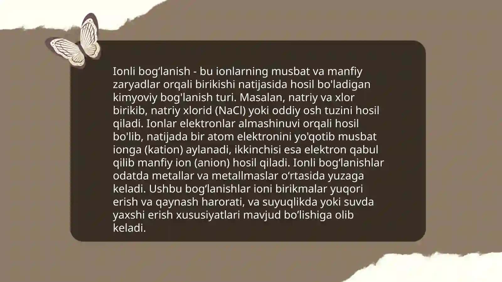 Kimyoviy bogʻlanish. Turlari va xossalari 4