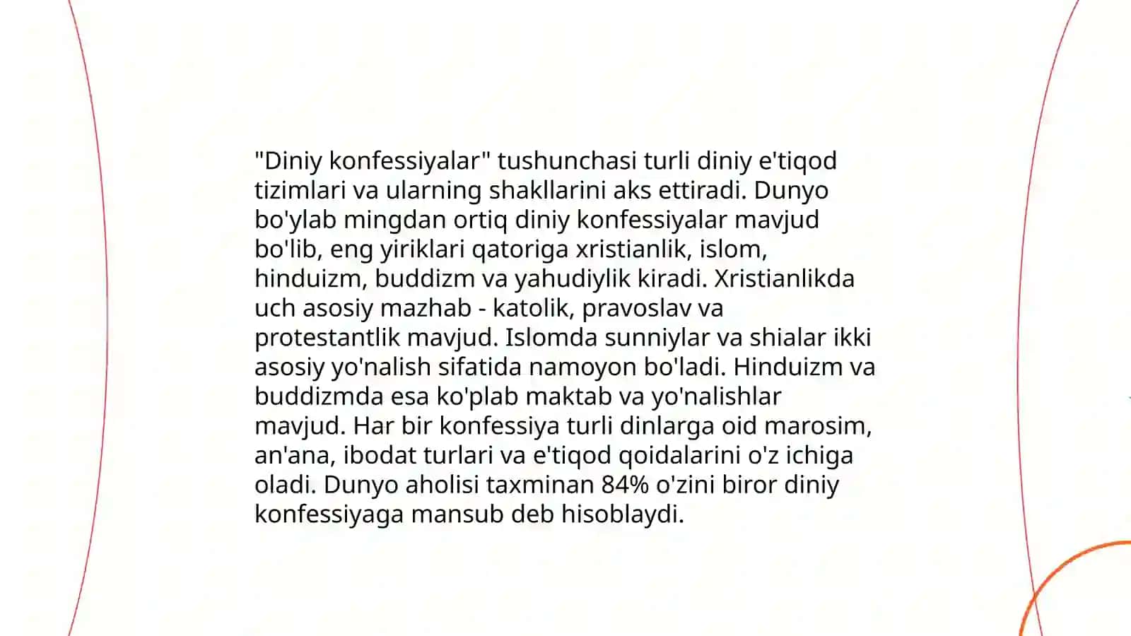 Konfessiya tushunchasining mohiyat va Oʻzbekistonda faoliyat yurituvchi diniy konfessiyalarning tasnifi 4