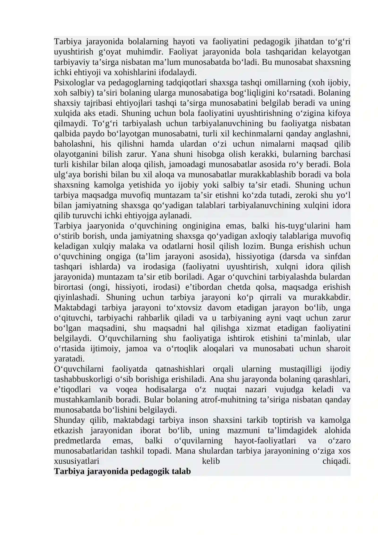 Boshlang‘ich ta’limda tarbiya jarayonining mazmuni va mohiyati 4
