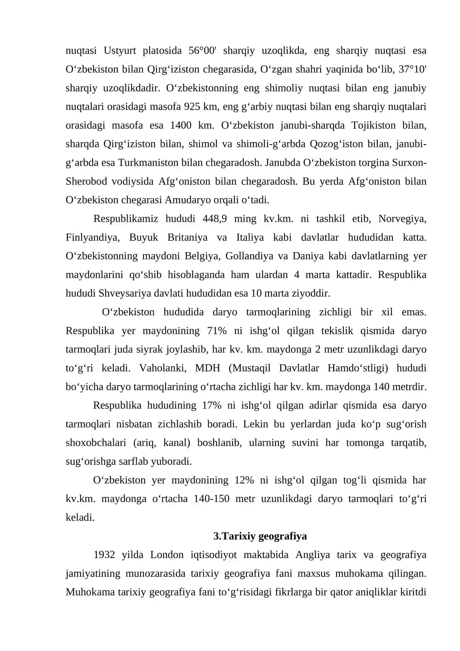 O‘zbekistonning tarixiy geografik o‘rni va tabiiy iqlim sharoitlari 4