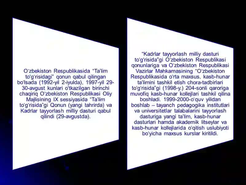 O‘ZBEKISTON RESPUBLIKASIDA TA’LIM SOHASIDA AMALGA OSHIRILGAN ISLOHOTLAR 4