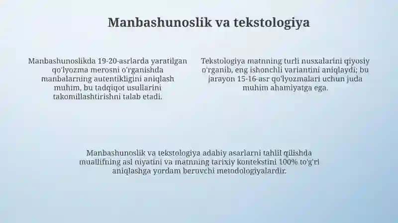 Adabiyotshunoslikning yordamchi sohalari bo’yicha taqdimot tayyorlash 4