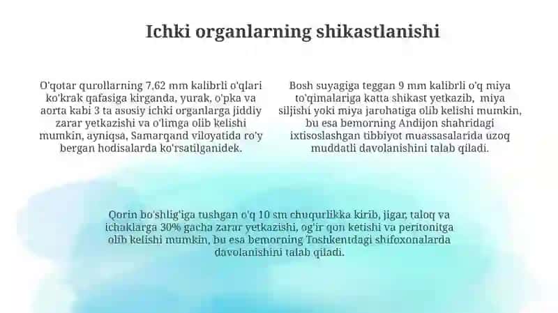 Oʻq otar qurollardan jarohatlanish mehanizimi 4