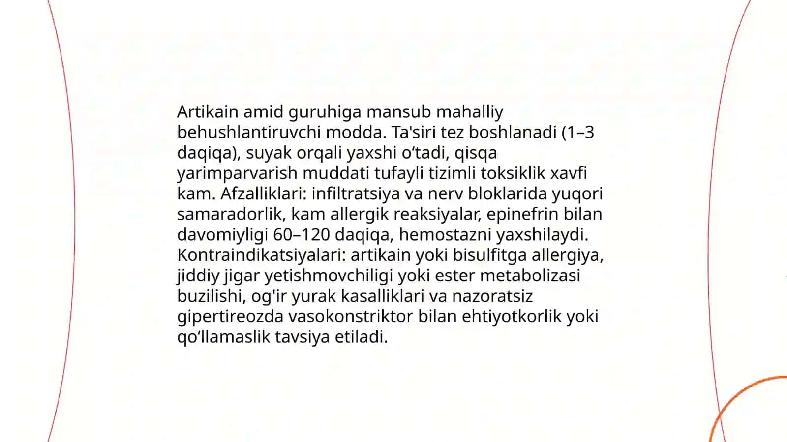 Zamonaviy og'riqsizlantiruvchi dori vositalar va ularning xarakteristikasi 4