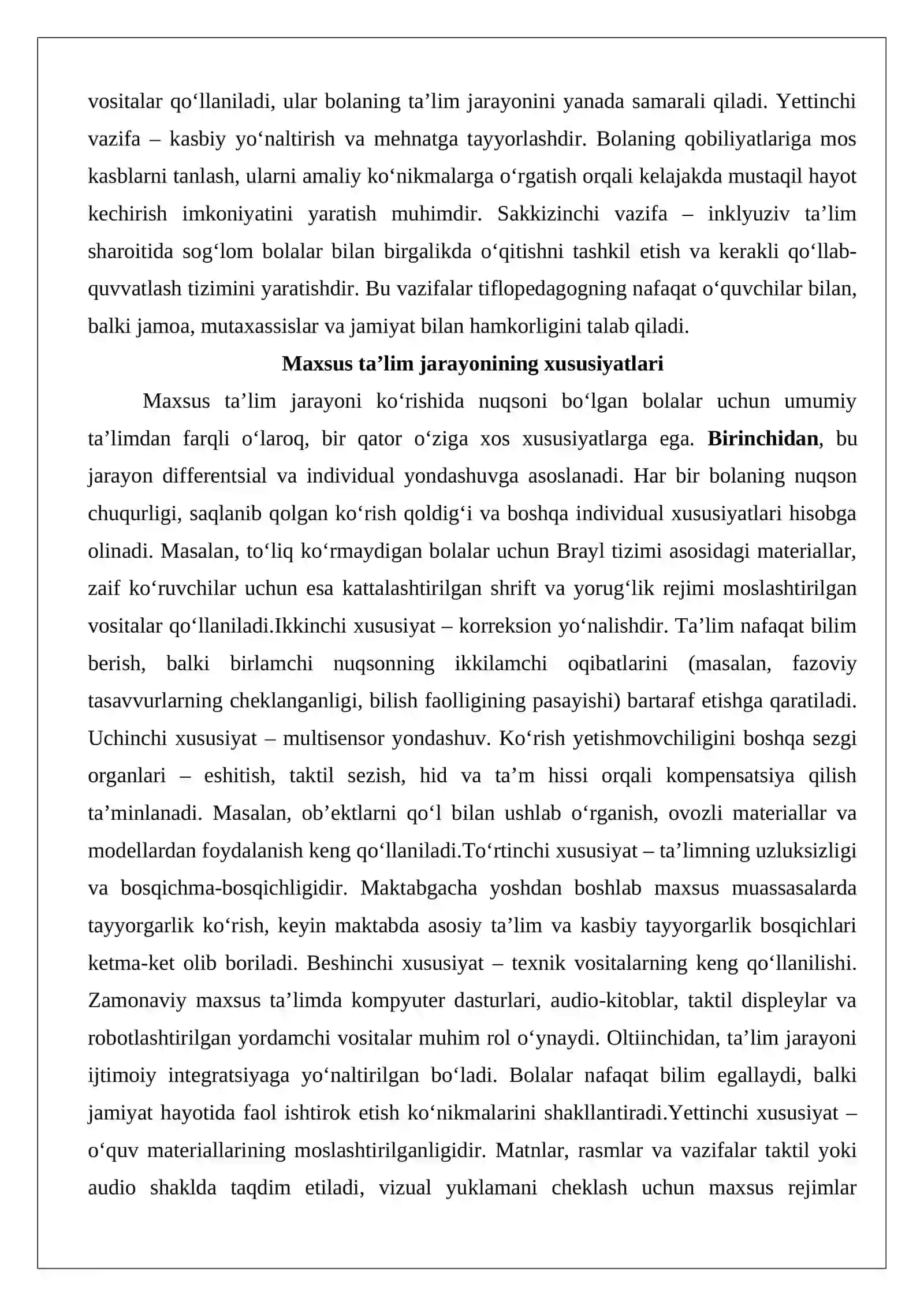 Tiflopedagog - o‘qituvchi darslarini kuzatish va tahlil qilish 4
