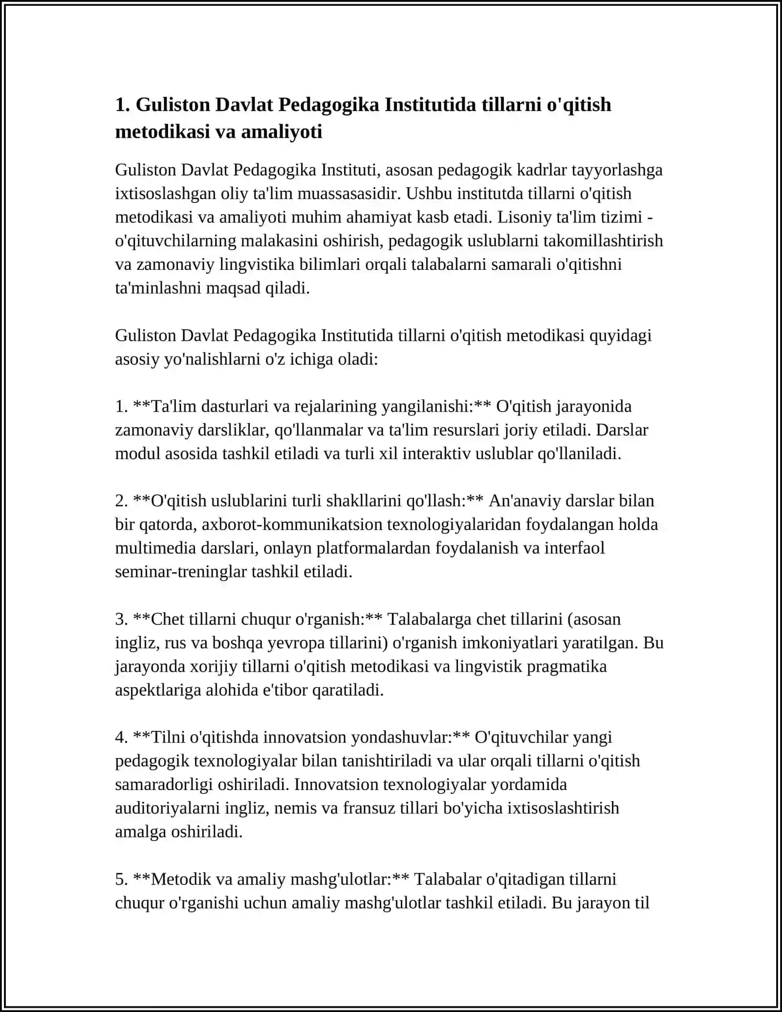 Guliston Davlat Pedagogika Institutida tillarni o'qitish metodikasi va amaliyoti 4
