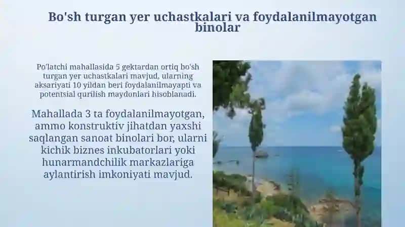 Po'latchi Mahallasi: Foydalanilmayotgan Imkoniyatlar Xaritasi 4