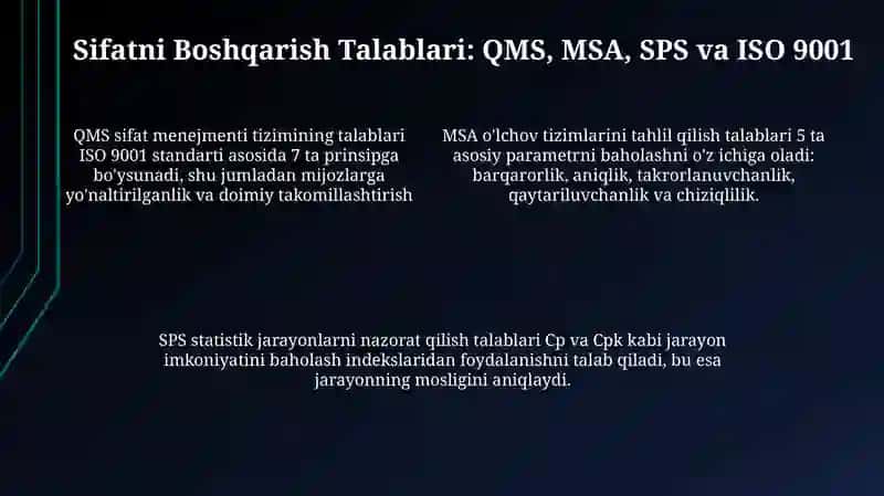 QMS MSA SPS va ISO 9001: Ta'riflar va Qandolat Sanoatida Qo'llanilishi 4