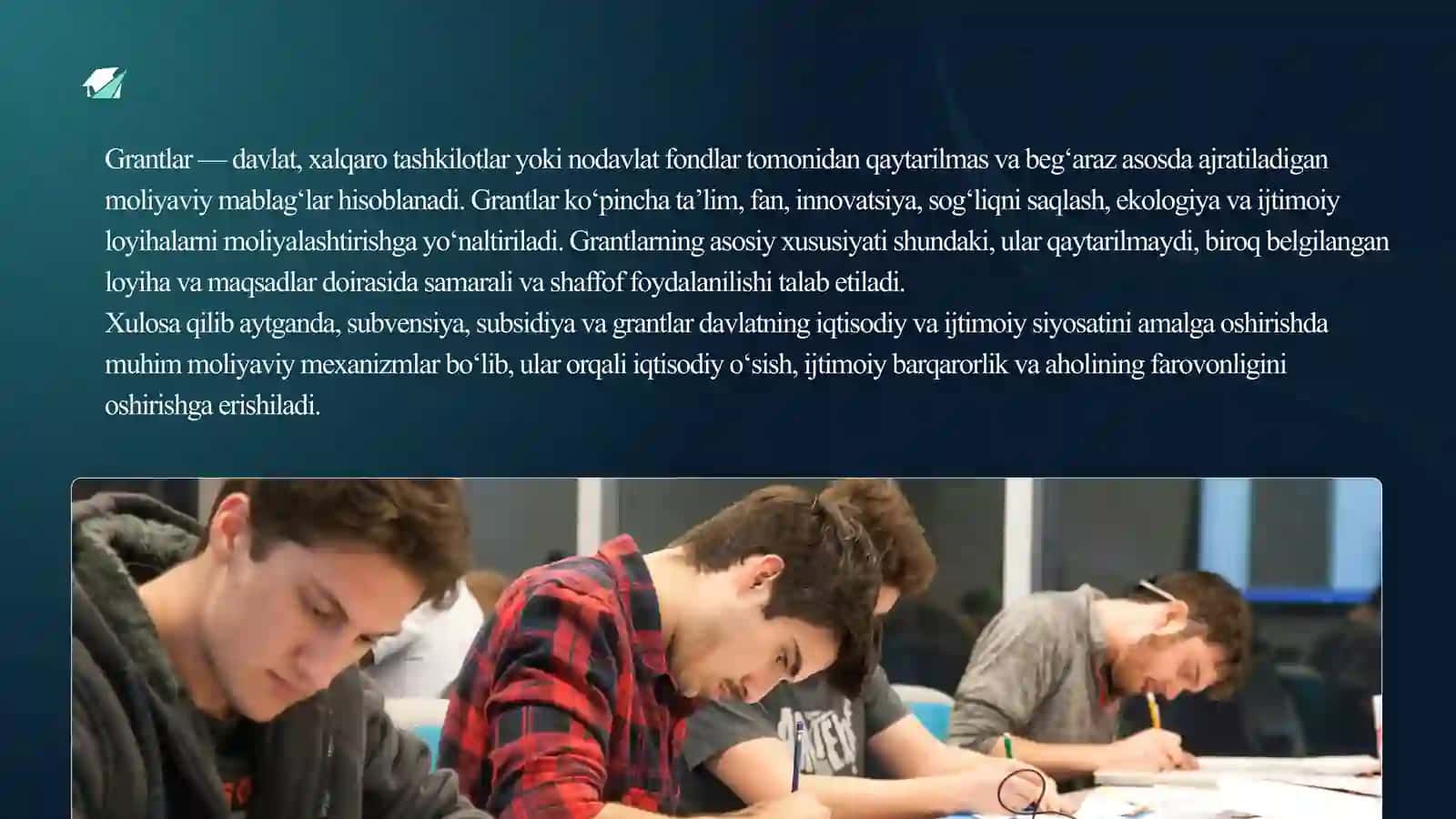 SUBVENSIYA, SUBSIDIYA VA GRANTLAR MEXANIZMI 4