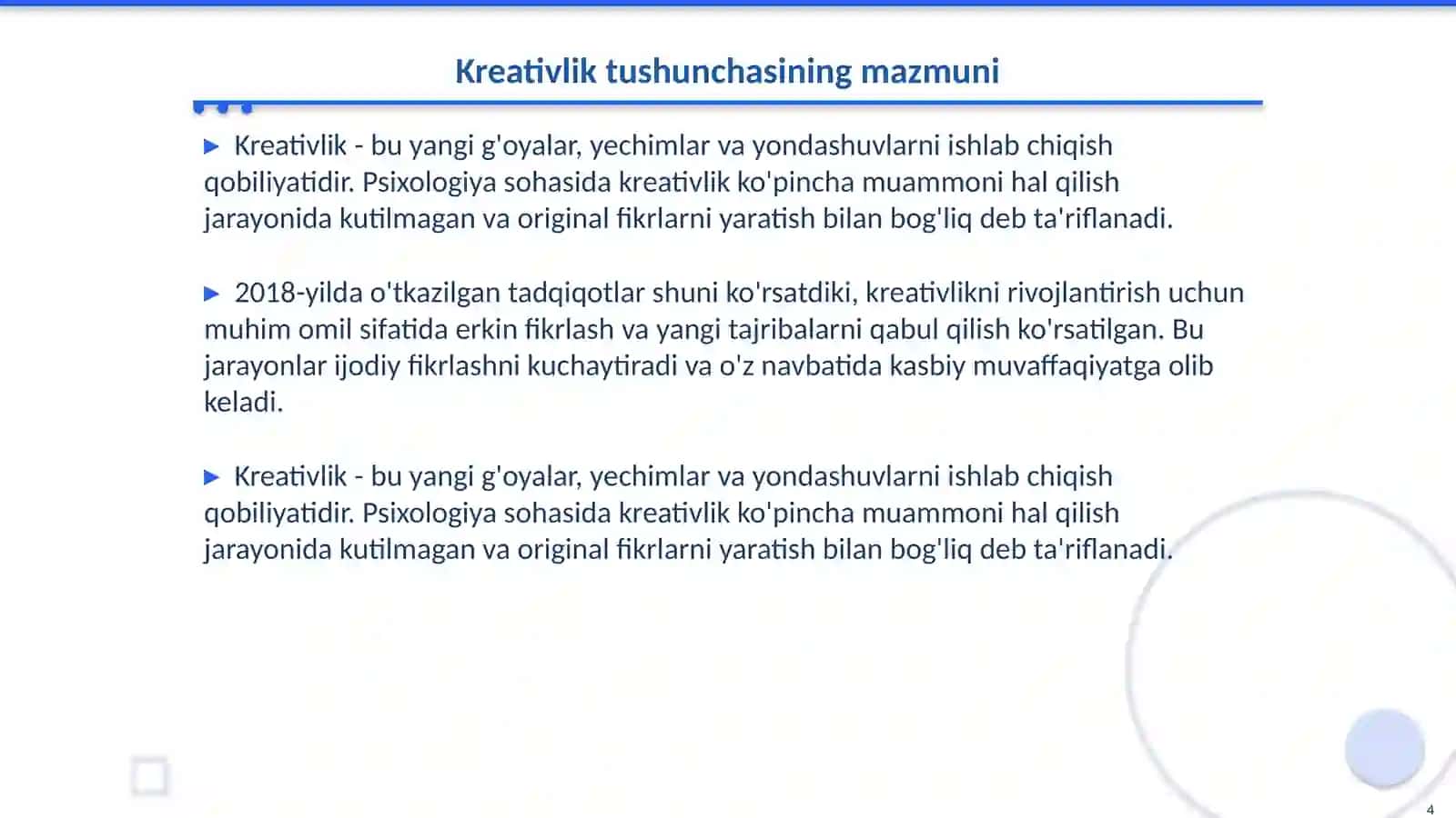 Kasbiy kompetentlikni boshqarishda ijodkorlik,kreativlik roʻli 4