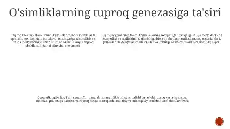 Organizmlar Va Tuproq Hosil BoʻLishi Hamda Geografiyasi 4