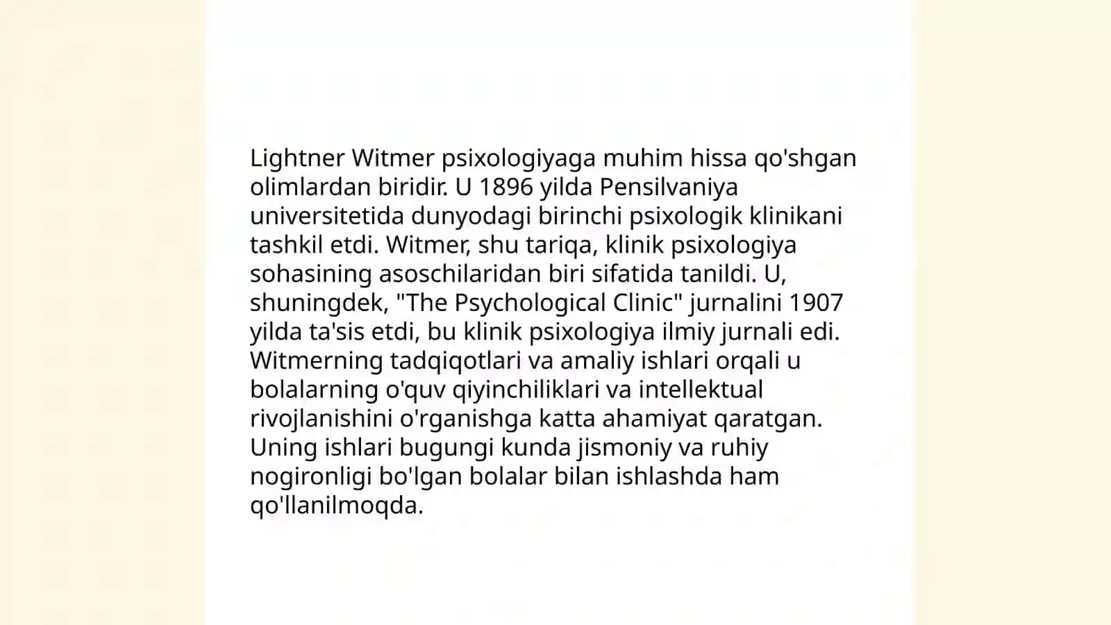 Birinchi psixologiya klinikasi Psixologiya unversiteti Labaratoriyasi (Lightner vitmer) 4