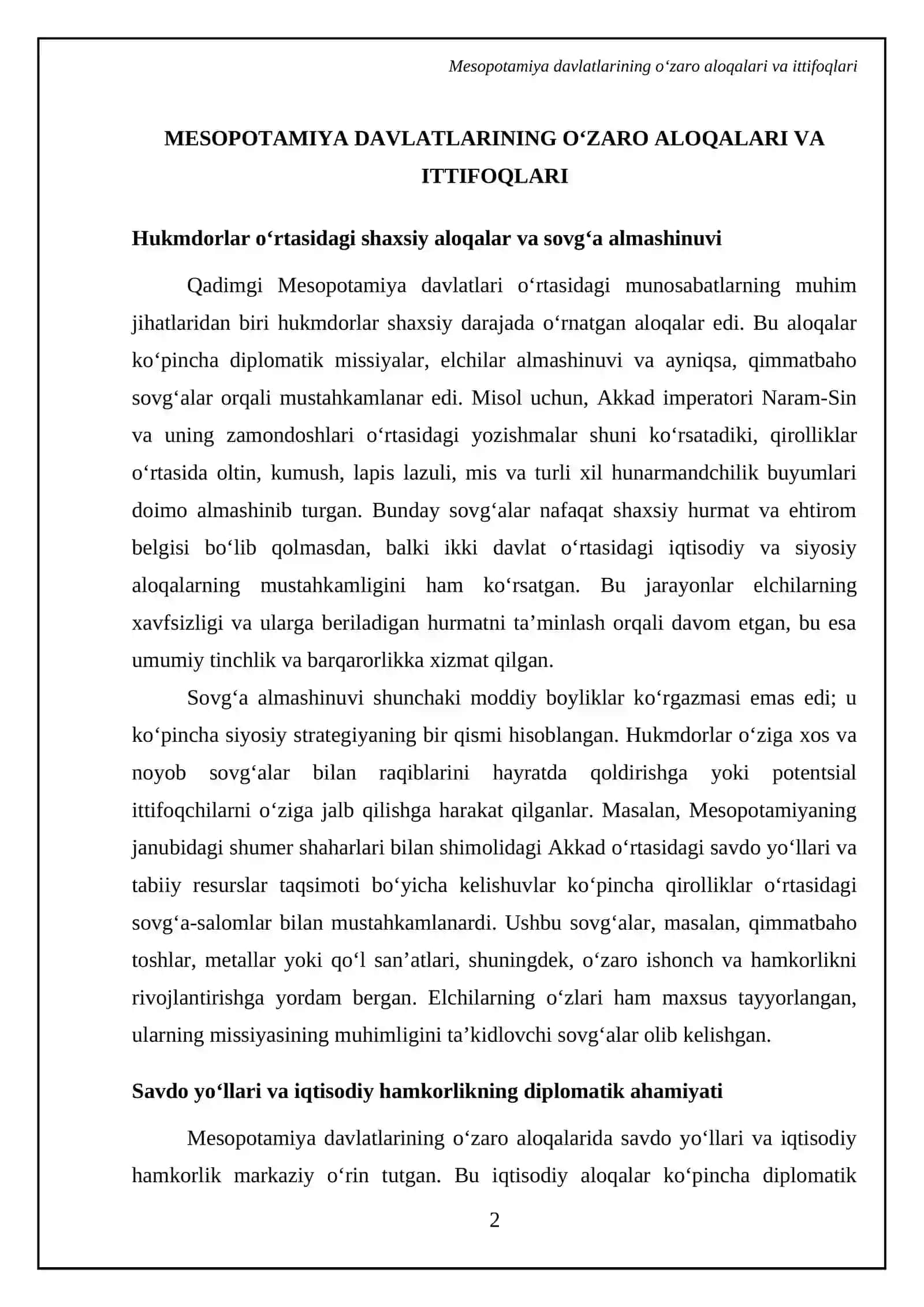 Qadimgi Mesopatamiyada xalqora munosabatlar va diplamatiyasi 4