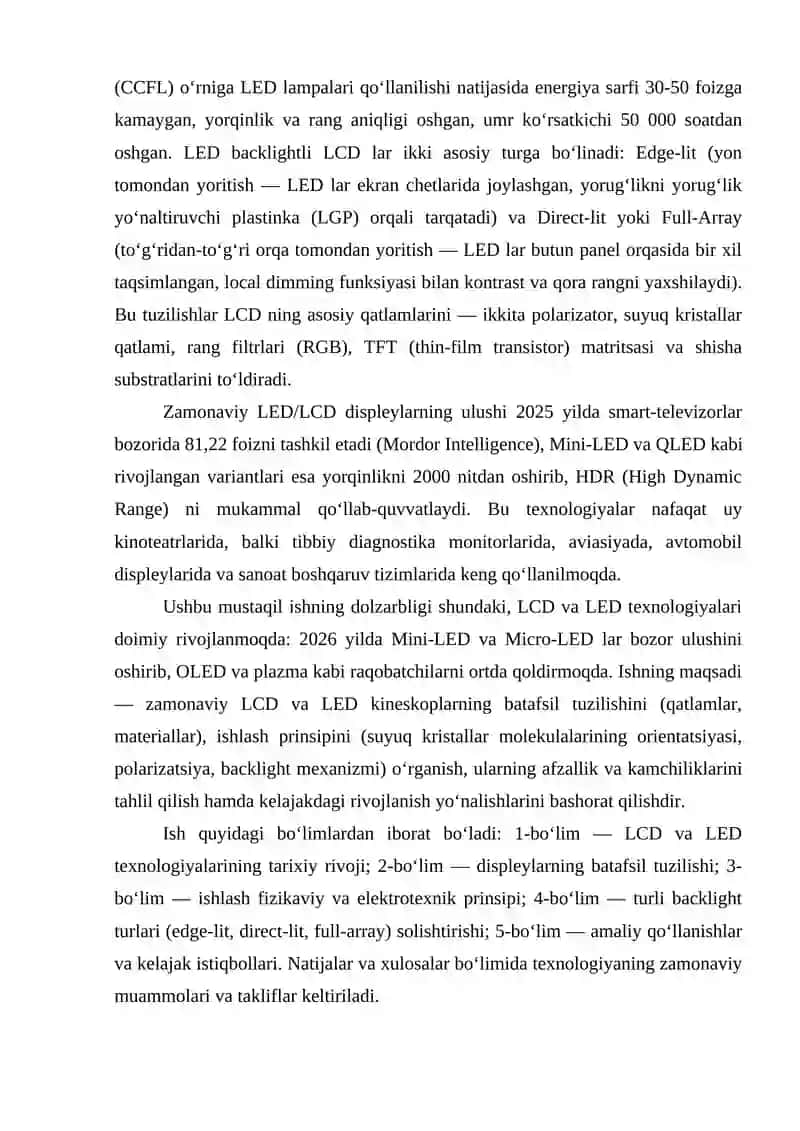 Zamonaviy LCD va LED kineskoplar tuzilishi va ishlash prinspi 4