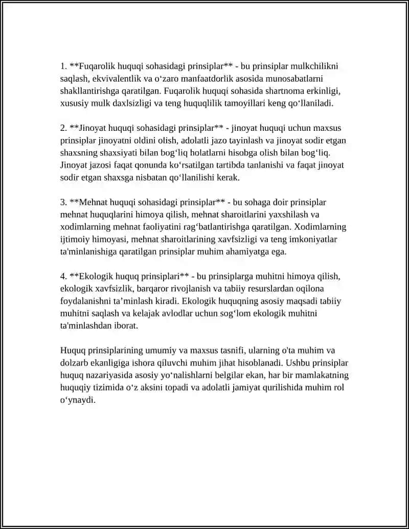 Huquq prinsiplarining tasnifi 4