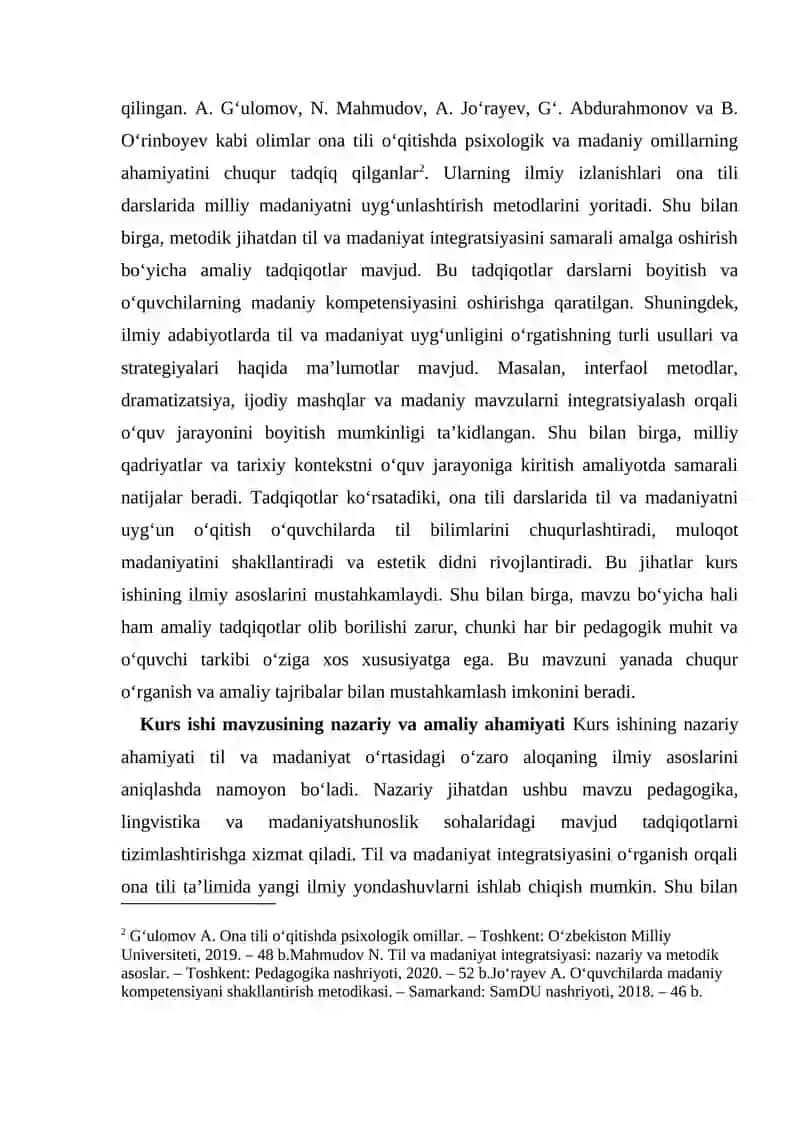 Ona tili ta'limida til va madaniyatning o'zaro aloqasi masalalari 4
