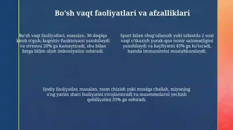 Bo'sh vaqt: Ta'rif va ahamiyati 4