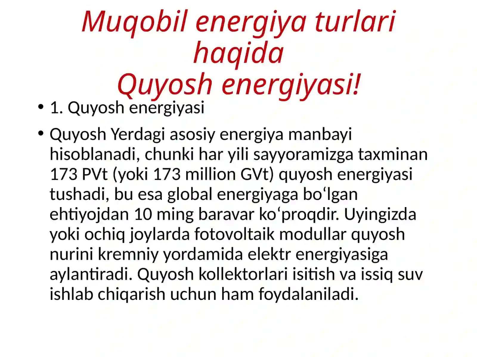 Umumiy ekologiya fanidan mustaqil ish uchun taqdimoti 4