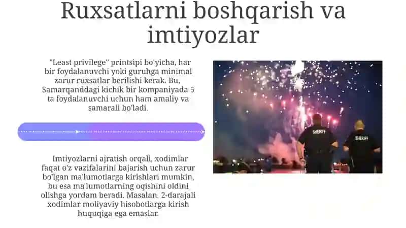 Ma'lumotlar bazasida xavfsizligiga administratorlik qilish 4