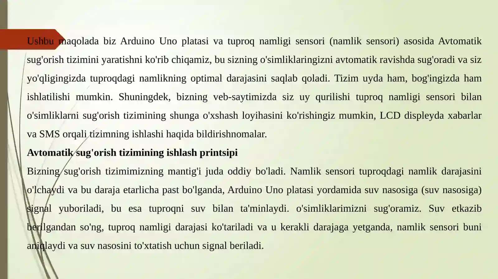 O'simliklar uchun avtomatik suv qorish avtomatlashtirish dasturini ishlab chiqish 4