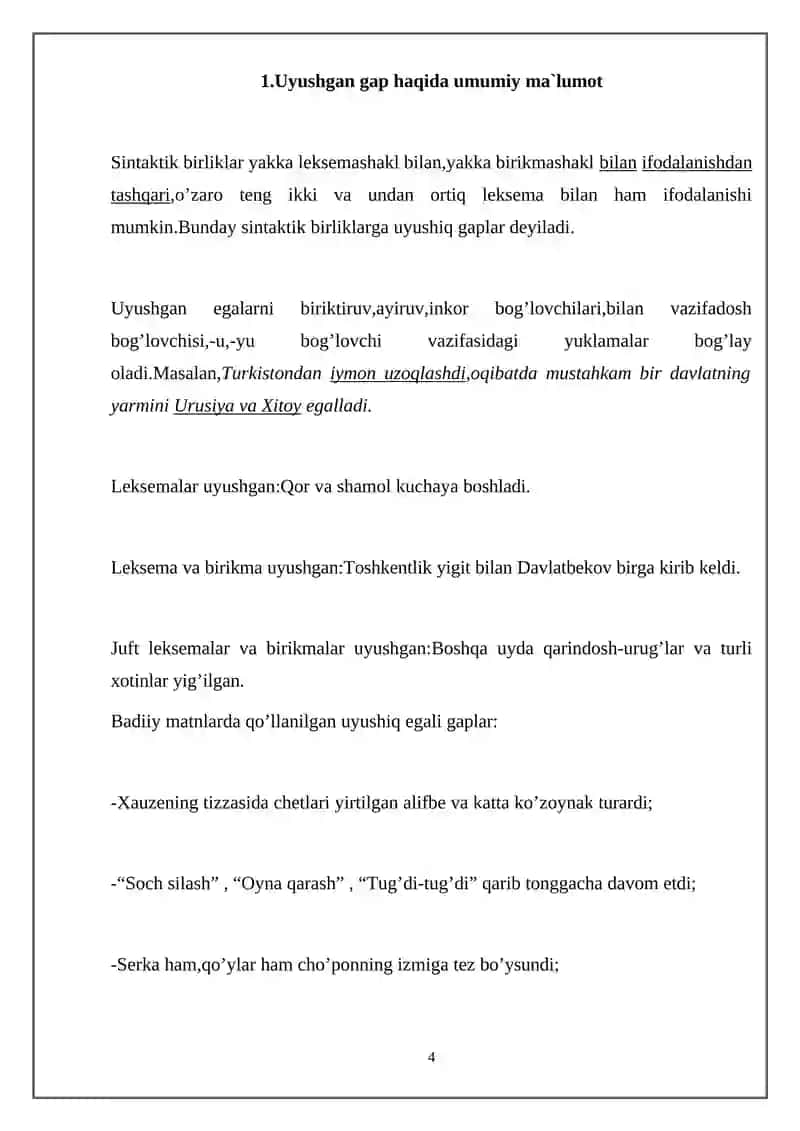 HOZIRGI O‘ZBEK ADABIY TILI” KURSI 4