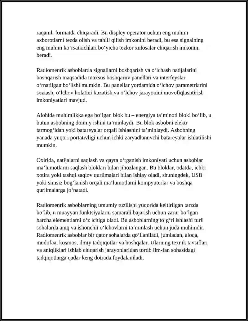 RADIOMENRIK ASBOBLARNING TUZILISHI VA ULAR BILAN ISHLASH TAMOINLARI 4