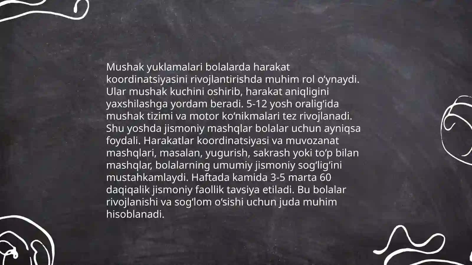 Mushak yuklamasining bolalar asab tizimi tayanch harakat apparatining funksional holattlariga ta'siri 4