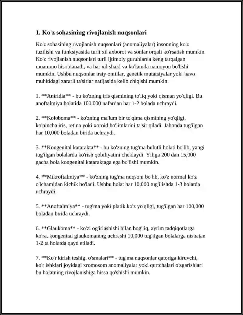 KO'Z SOHASINING RIVOJLANISH NUQSONLARI VA ULARNI OPERATSIYALARI. RINOPLASTIKA HAQIDA TUSHUNCHA 4