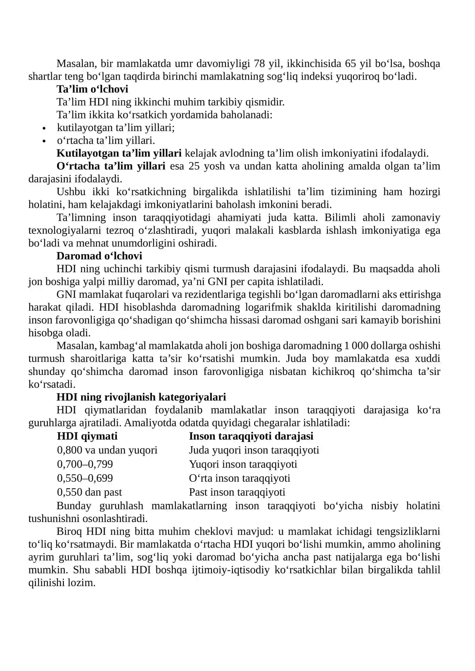 Inson taraqqiyoti indeksini (HDI) hisoblash va iqtisodiy rivojlanish bilan bog‘liqligini tahlil qilish 4
