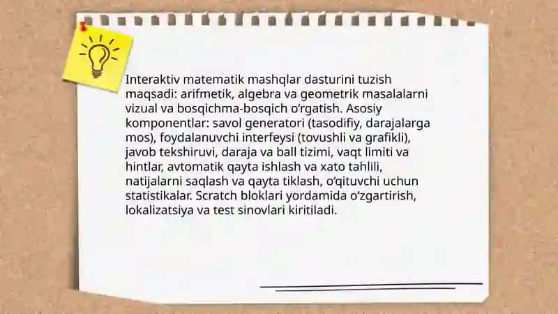 Scratch dasturida o'rgatuvchi dasturlar yaratish 4