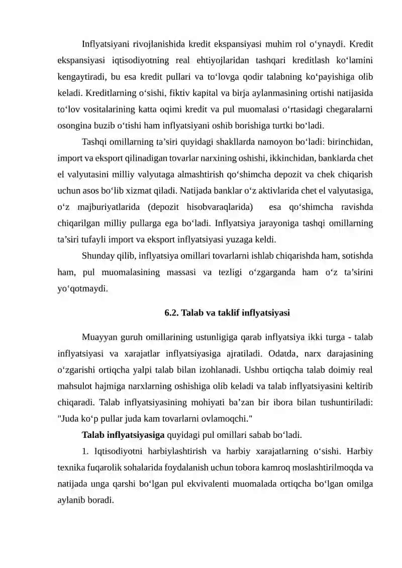 INFLYATSIYANING MOHIYATI, NAMOYON BO‘LISH SHAKLLARI VA SABABLARI 4